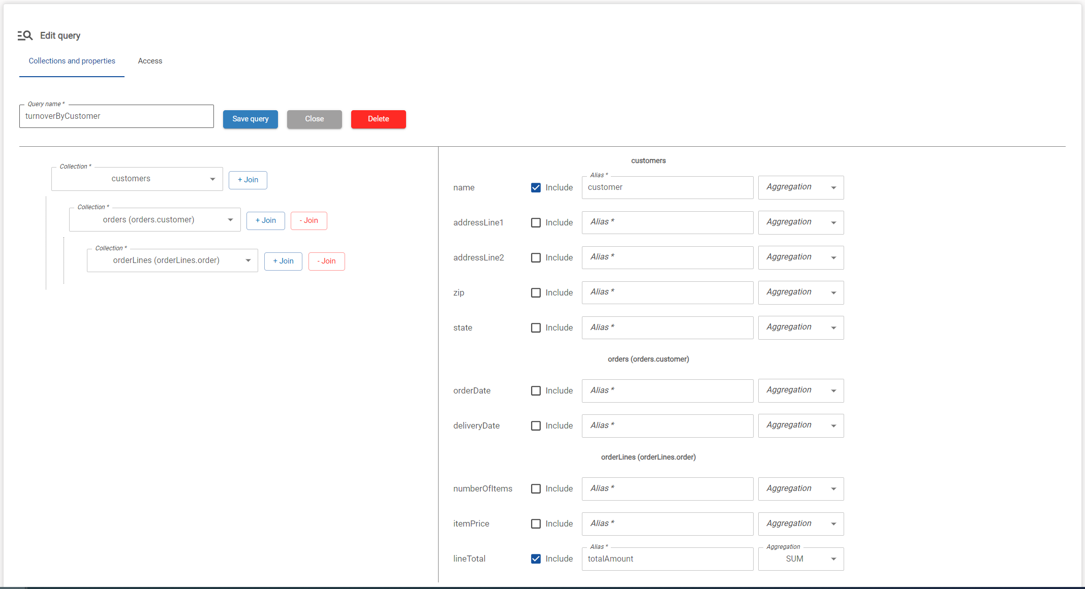 Developer portal - aggregation sample query